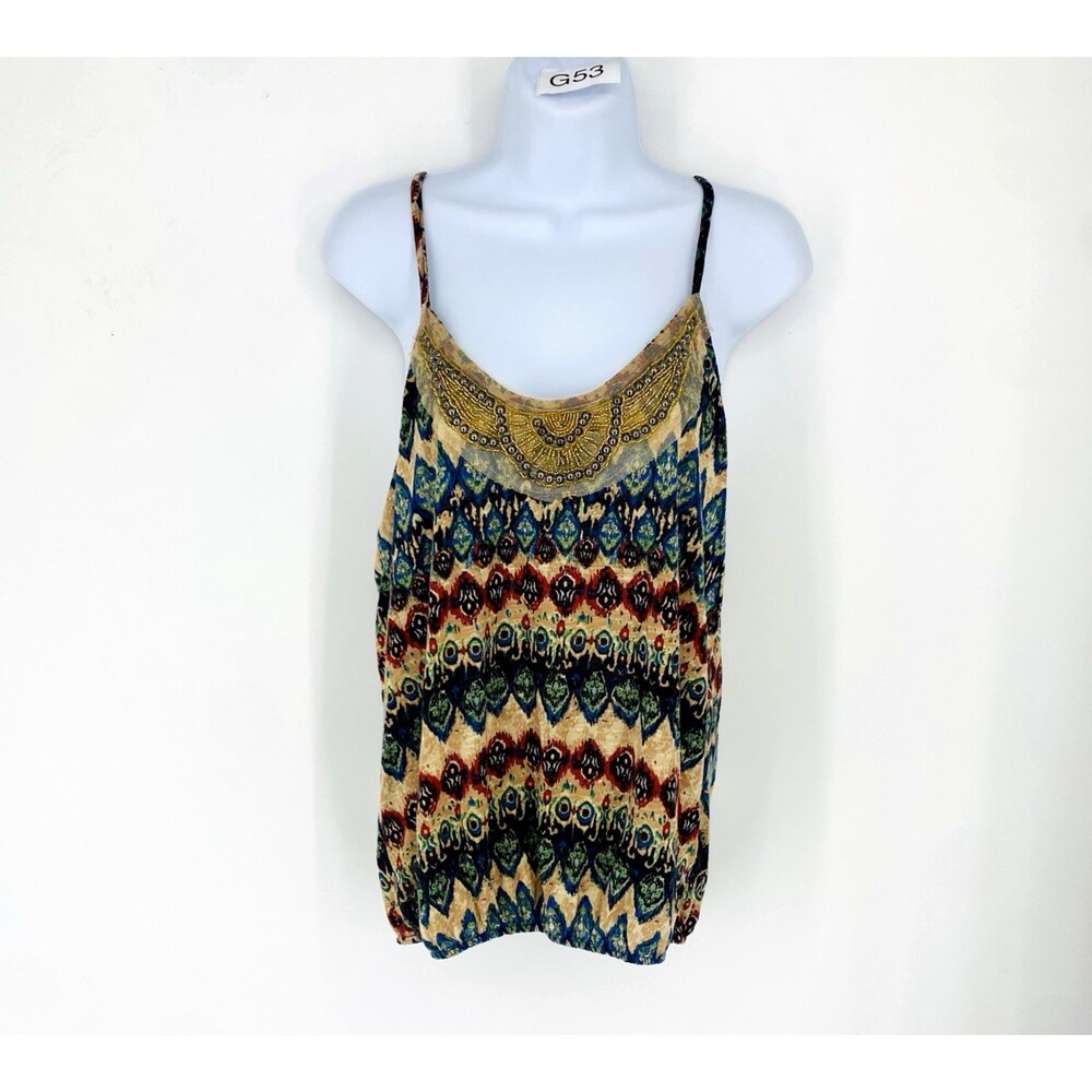 Y2K Daytrip Buckle Boutique Sequin Tank Top Smocked Waist Clubwear Large Studded